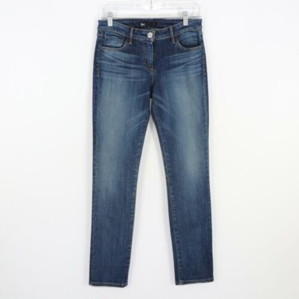 3x1 W2 Skinny Jeans Womens W26 L30 Low-Rise Faded Whiskering Dark Wash Stretch